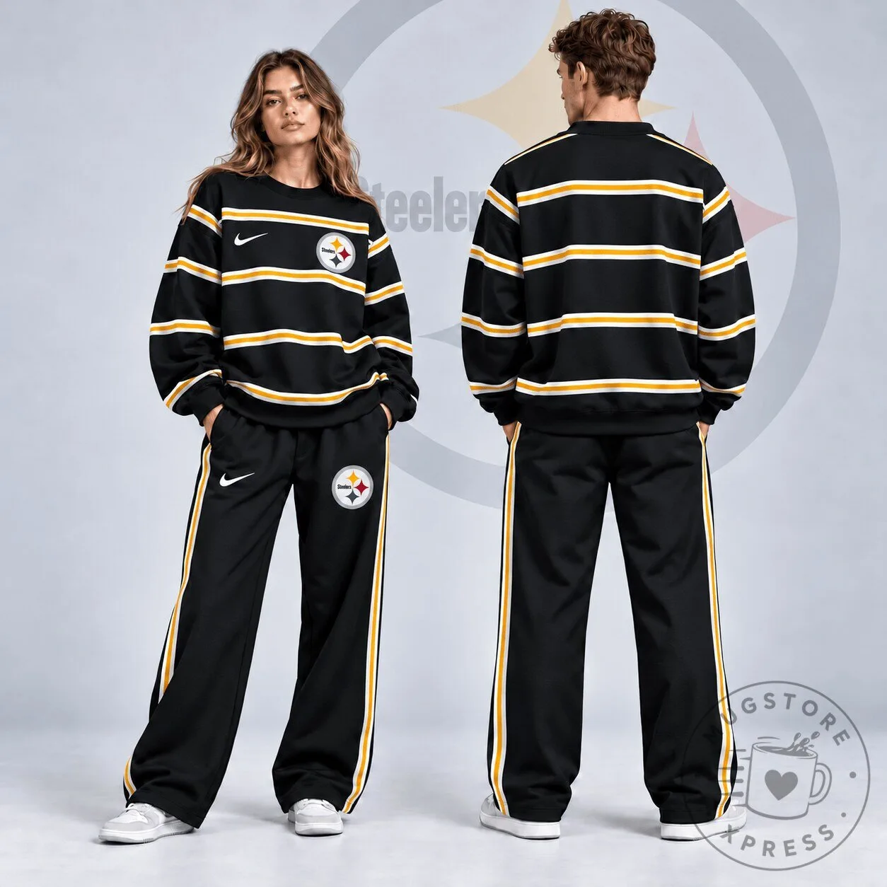 Pittsburgh Steelers NFL Classic Horizontal Racing Stripe Crewneck Sweatshirt