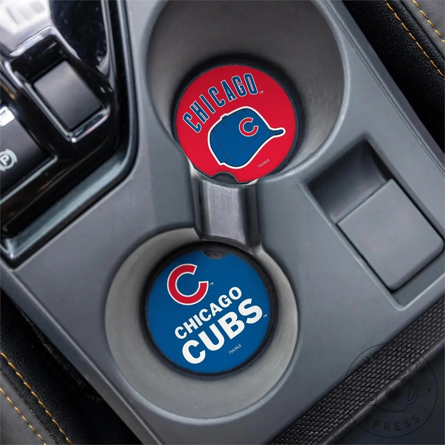 Chicago Cubs Baseball Team Logo Car Coasters for Vehicle Cup Holders