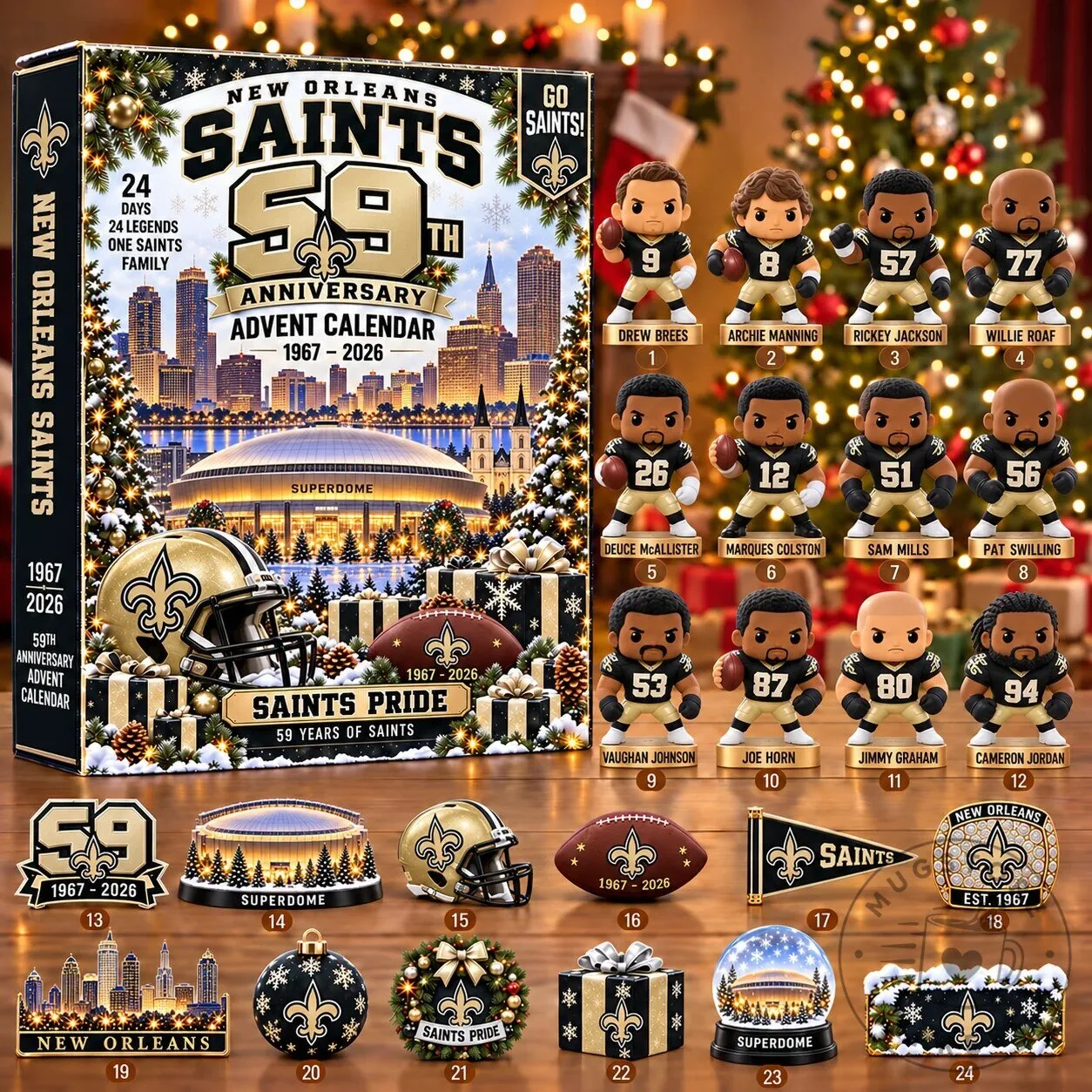 New Orleans Saints 59th Anniversary NFL Football Advent Calendar Blind Box 3 New Orleans Saints 59th Anniversary NFL Football Advent Calendar Blind Box