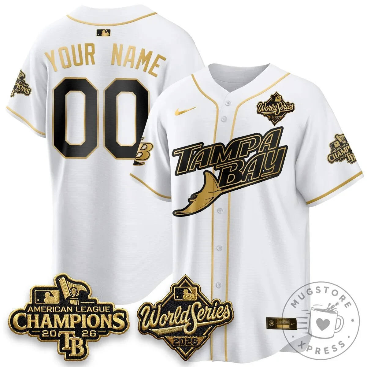 2026 Gold Edition Baseball Jersey for Tampa Bay Rays, American League Champions