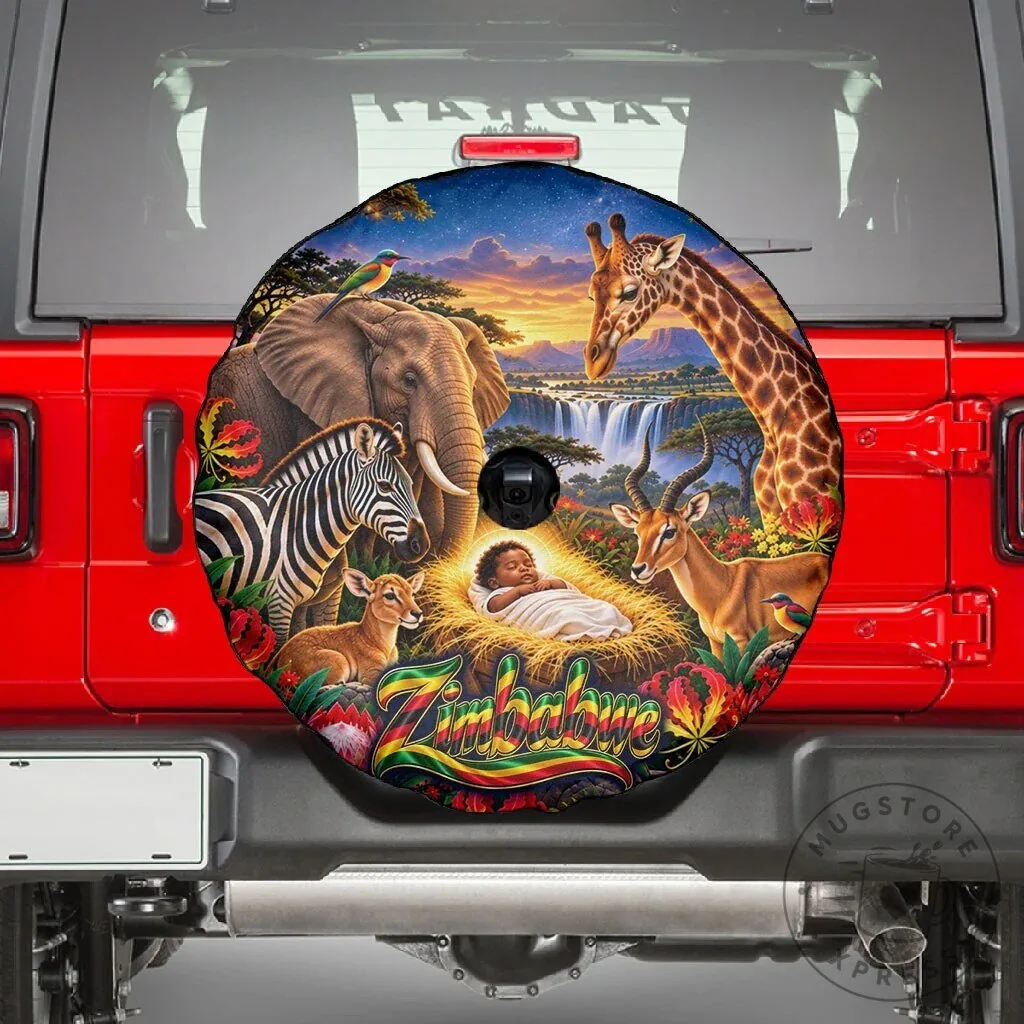 Zimbabwe Christmas Holy Family African Safari Wildlife Spare Tire Cover 7 Zimbabwe Christmas Holy Family African Safari Wildlife Spare Tire Cover