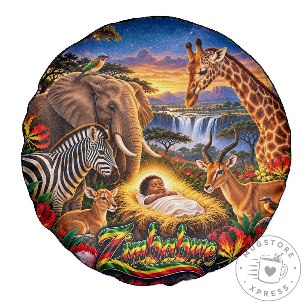 Zimbabwe Christmas Holy Family African Safari Wildlife Spare Tire Cover 8 Zimbabwe Christmas Holy Family African Safari Wildlife Spare Tire Cover