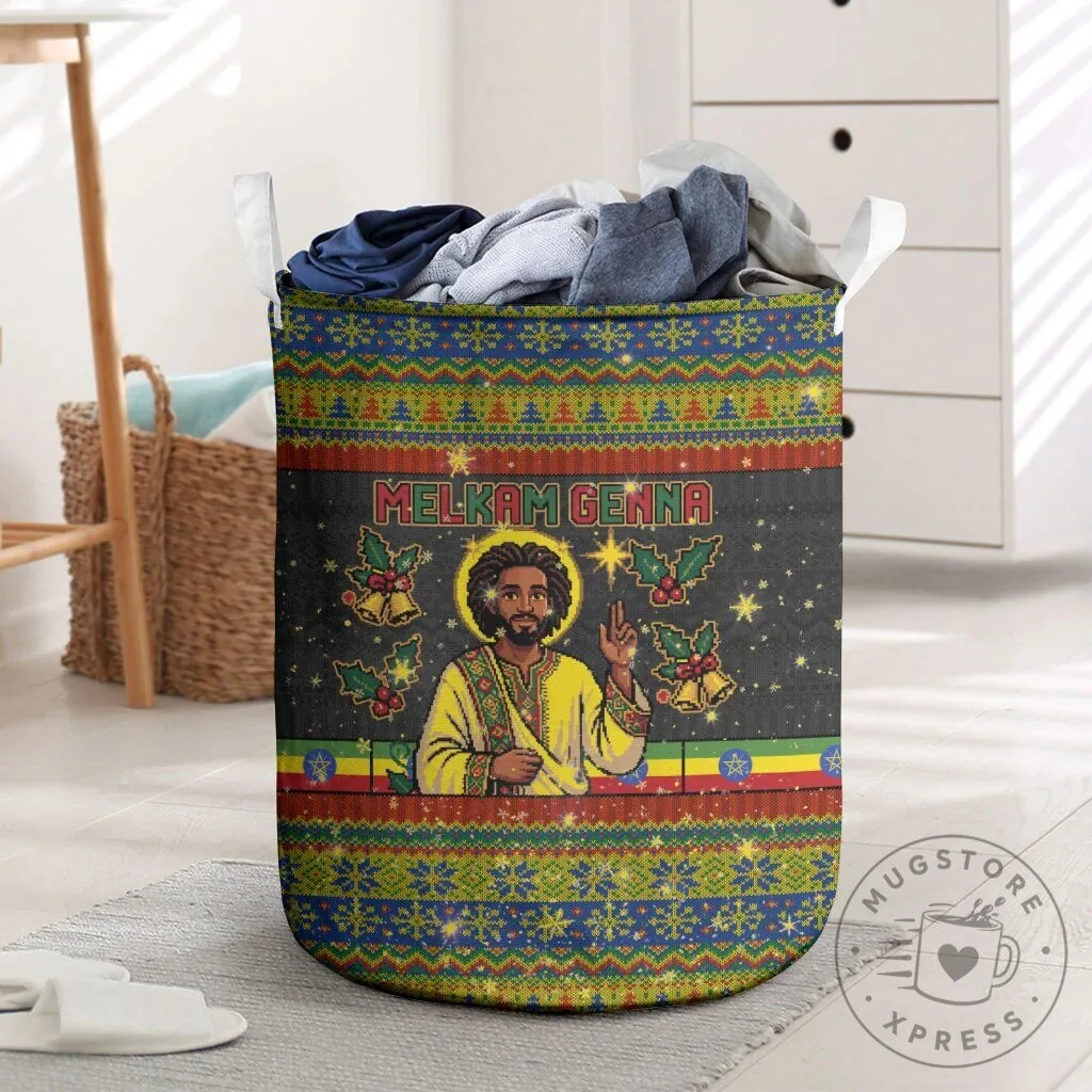 Ethiopian Melkam Genna Jesus Christmas Laundry Basket