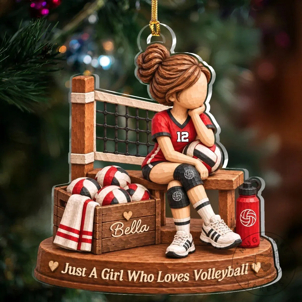 Volleyball Girl Personalized Christmas Tree Ornament Gift for Sport Lovers