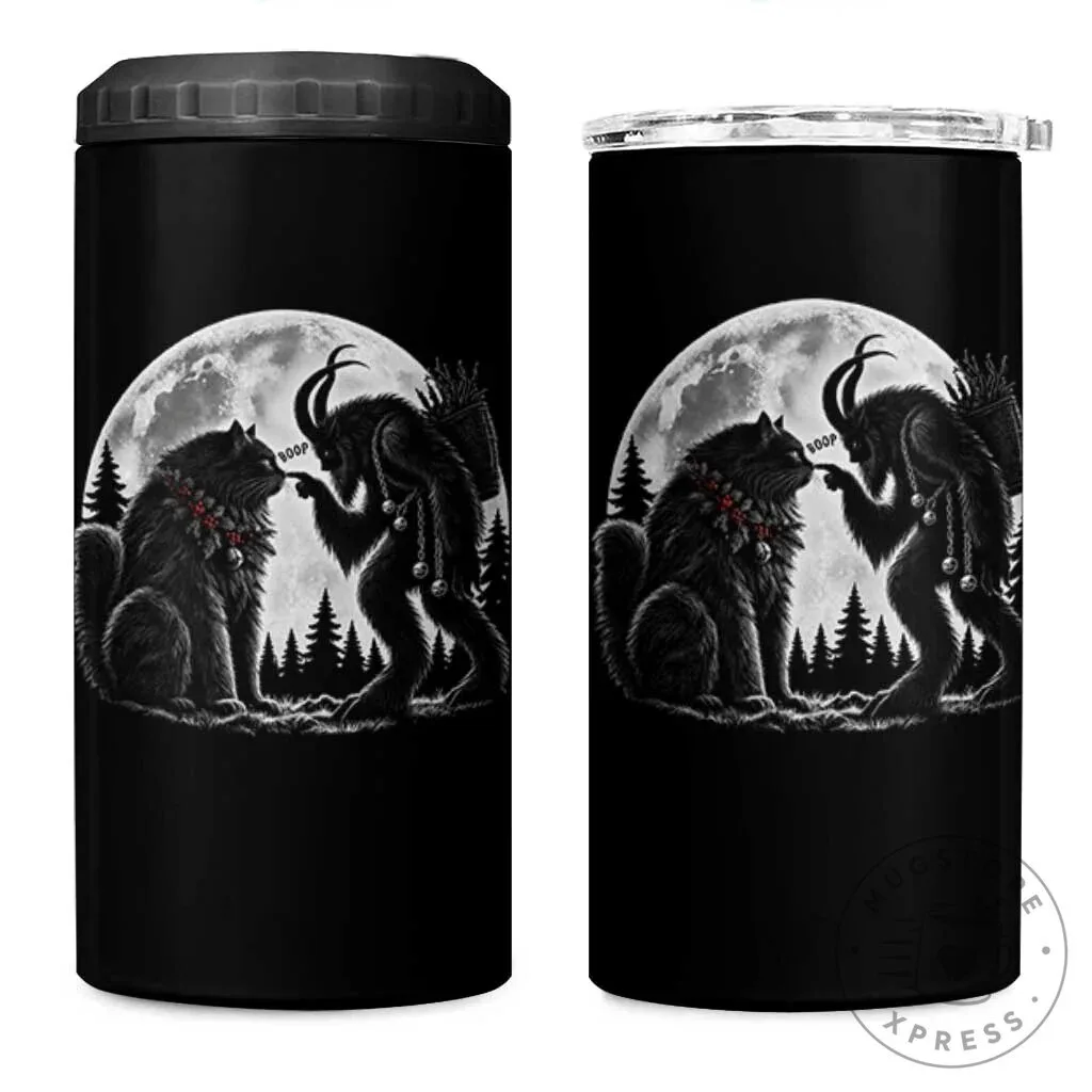 Krampus and Black Cat Boop Yule Moon Christmas Funny Can Cooler Tumbler