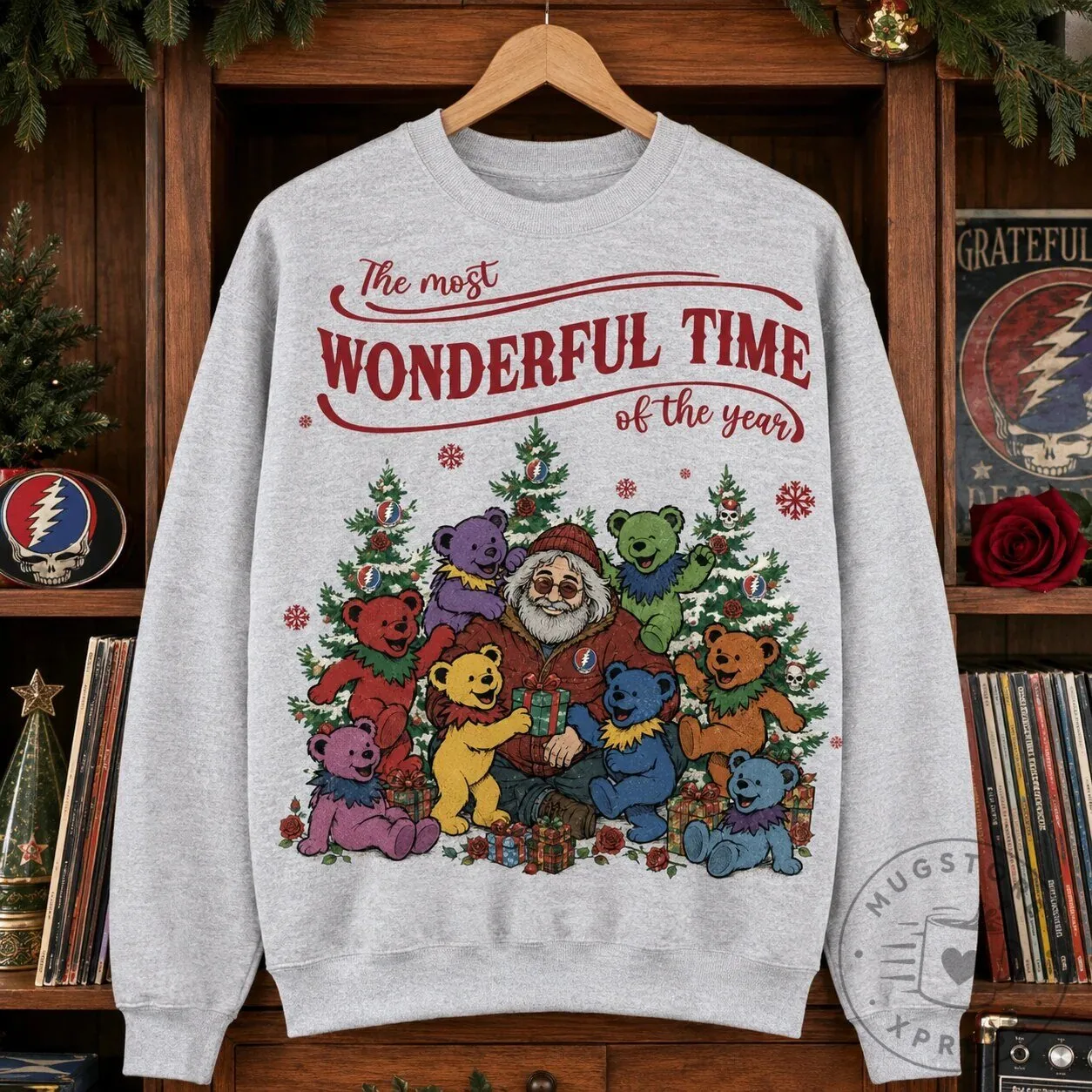 Jerry Garcia Dancing Bears Holiday Sweatshirt for Christmas - Grateful Dead Design 5 Jerry Garcia Dancing Bears Holiday Sweatshirt for Christmas - Grateful Dead Design
