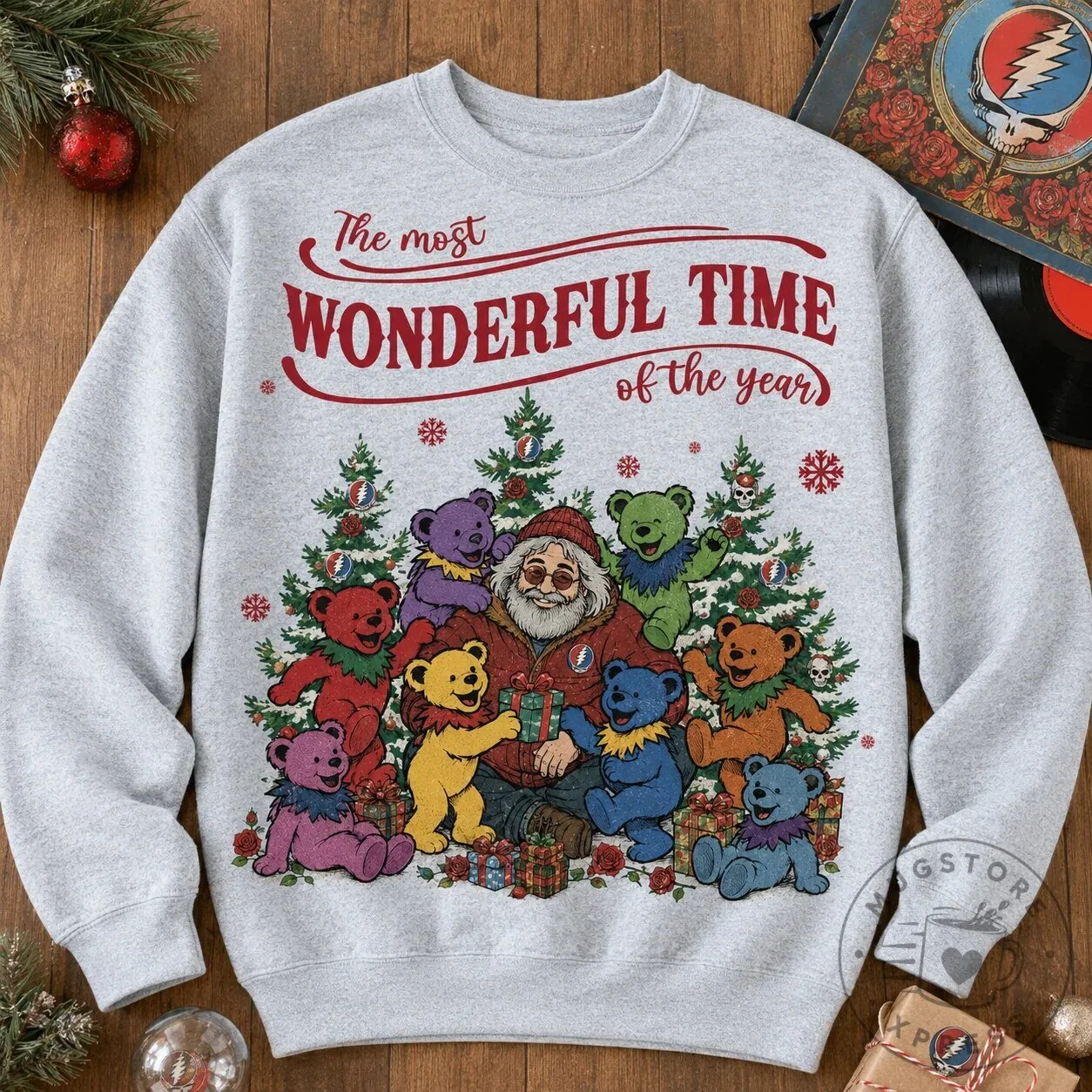 Jerry Garcia Dancing Bears Holiday Sweatshirt for Christmas - Grateful Dead Design 6 Jerry Garcia Dancing Bears Holiday Sweatshirt for Christmas - Grateful Dead Design
