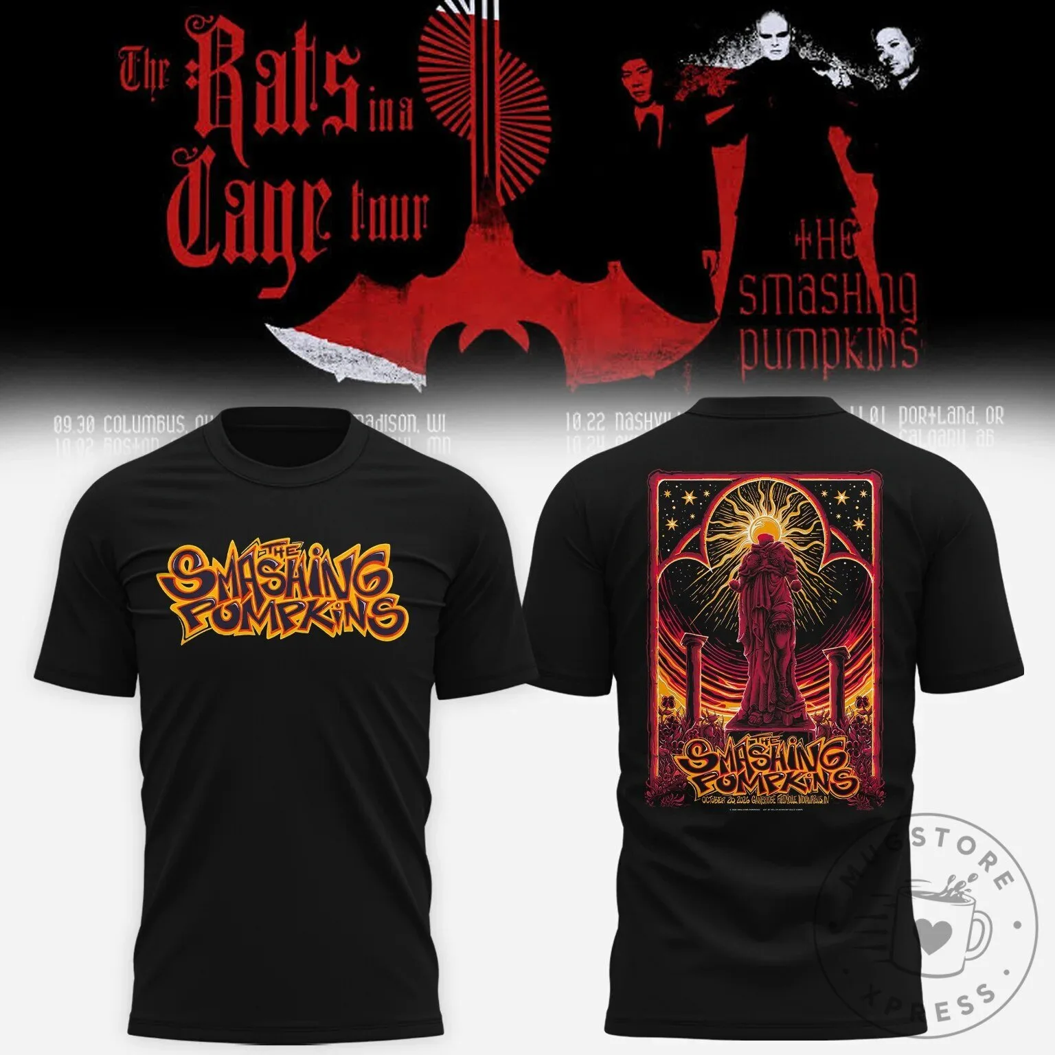 The Smashing Pumpkins The Rats In A Cage Tour Black T-Shirt 3 The Smashing Pumpkins The Rats In A Cage Tour Black T-Shirt