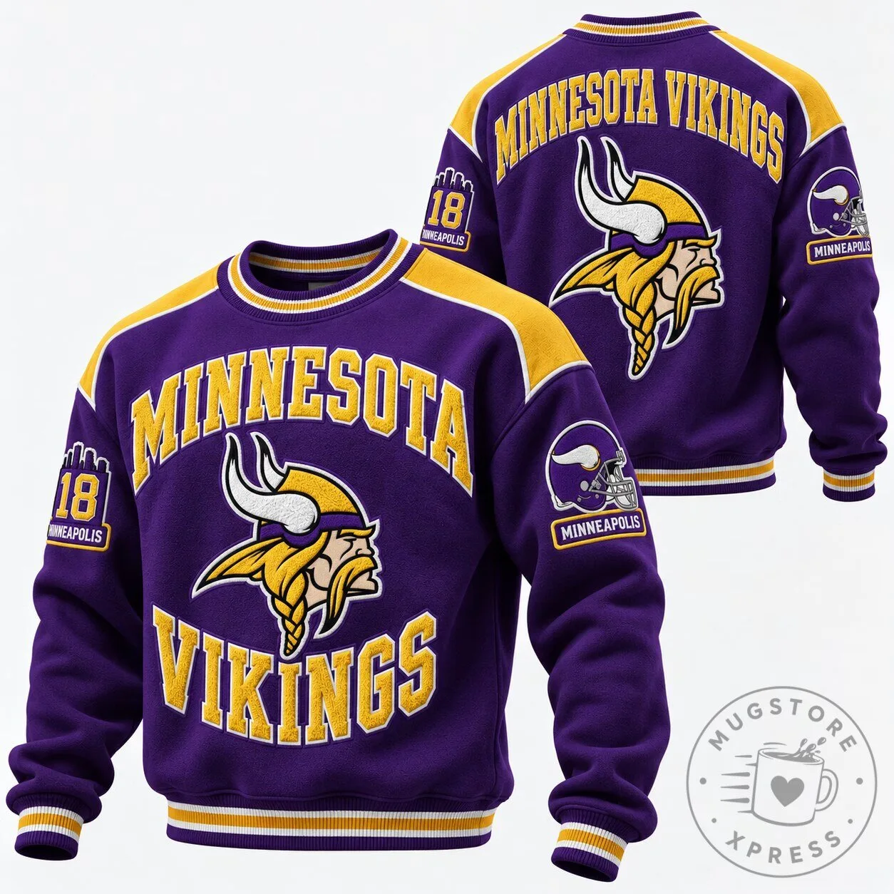 Minnesota Vikings Rugby Style Crewneck Sweatshirt for Men and Women 3 Minnesota Vikings Rugby Style Crewneck Sweatshirt for Men and Women