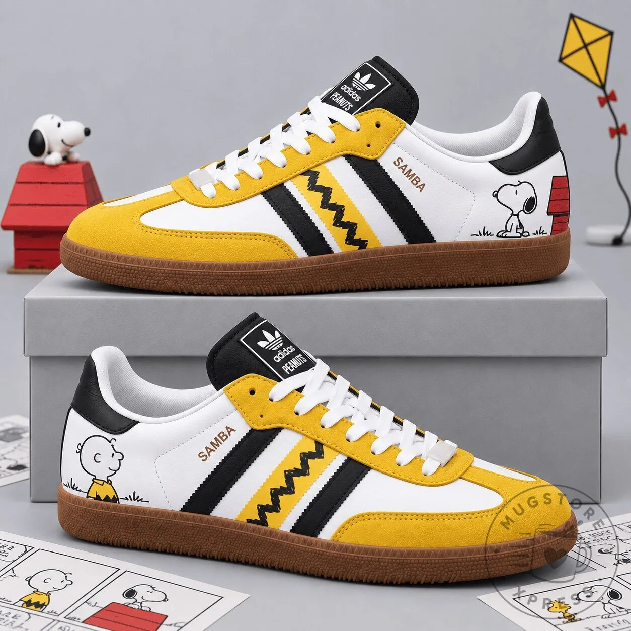Peanuts Snoopy Charlie Brown Yellow Zigzag Adidas Samba Shoes 2 Peanuts Snoopy Charlie Brown Yellow Zigzag Adidas Samba Shoes