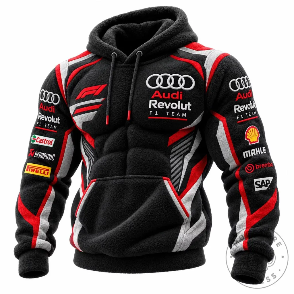 Audi Revolut Formula 1 Team Racing Style Black Hoodie Audi Revolut Formula 1 Team Racing Style Black Hoodie