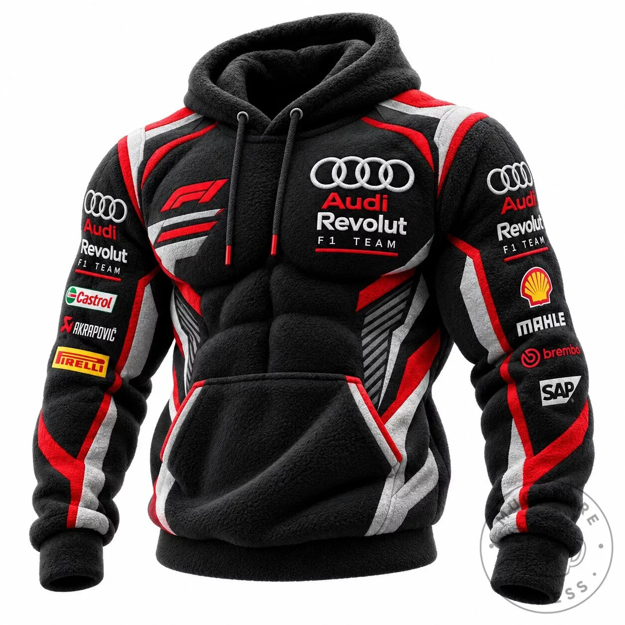 Audi Revolut Formula 1 Team Racing Style Black Hoodie 3 Audi Revolut Formula 1 Team Racing Style Black Hoodie