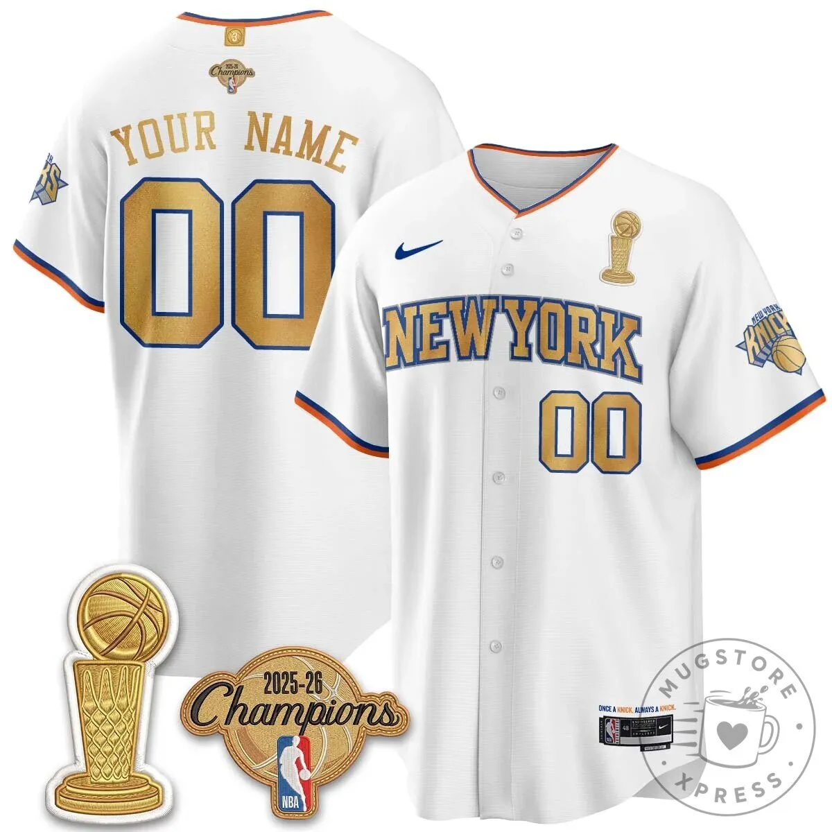 New York Knicks 2025-26 Champions Custom Baseball Jersey