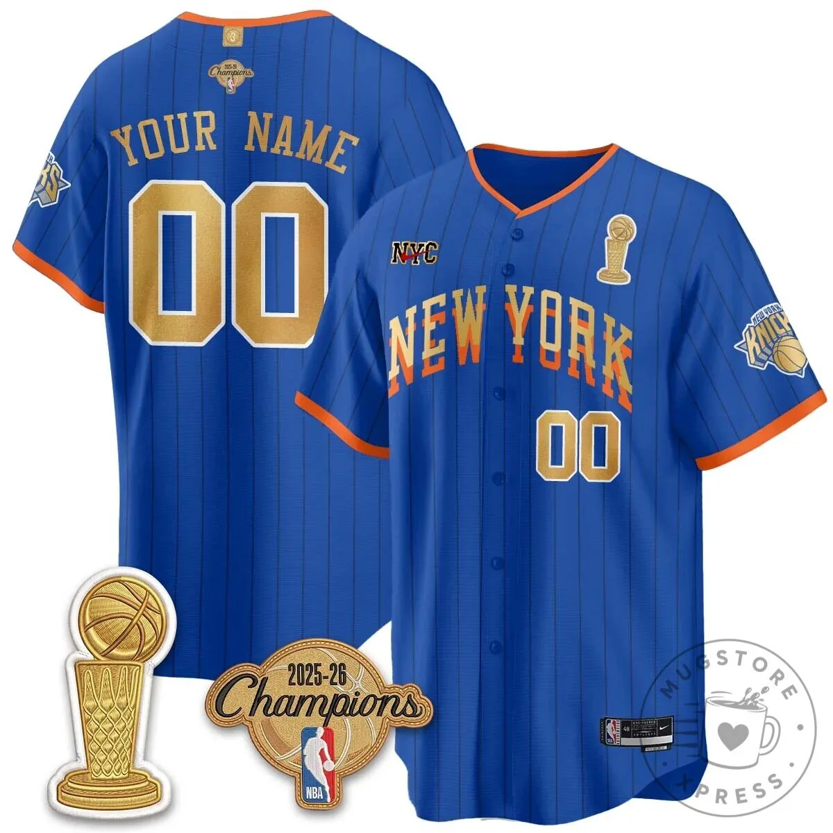 New York Knicks 2025-26 Champions Custom Baseball Jersey 7 New York Knicks 2025-26 Champions Custom Baseball Jersey