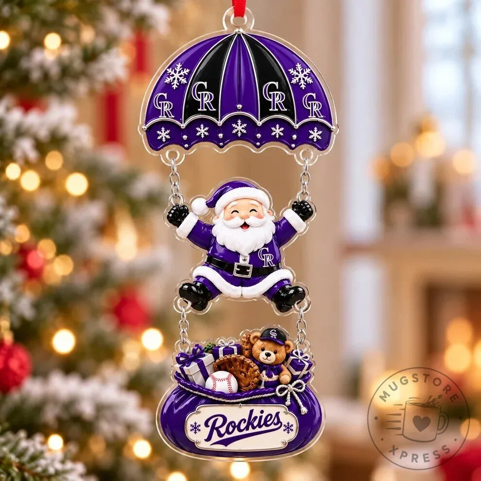 Colorado Rockies Baseball Santa Claus Parachute Christmas Ornament 5 Colorado Rockies Baseball Santa Claus Parachute Christmas Ornament