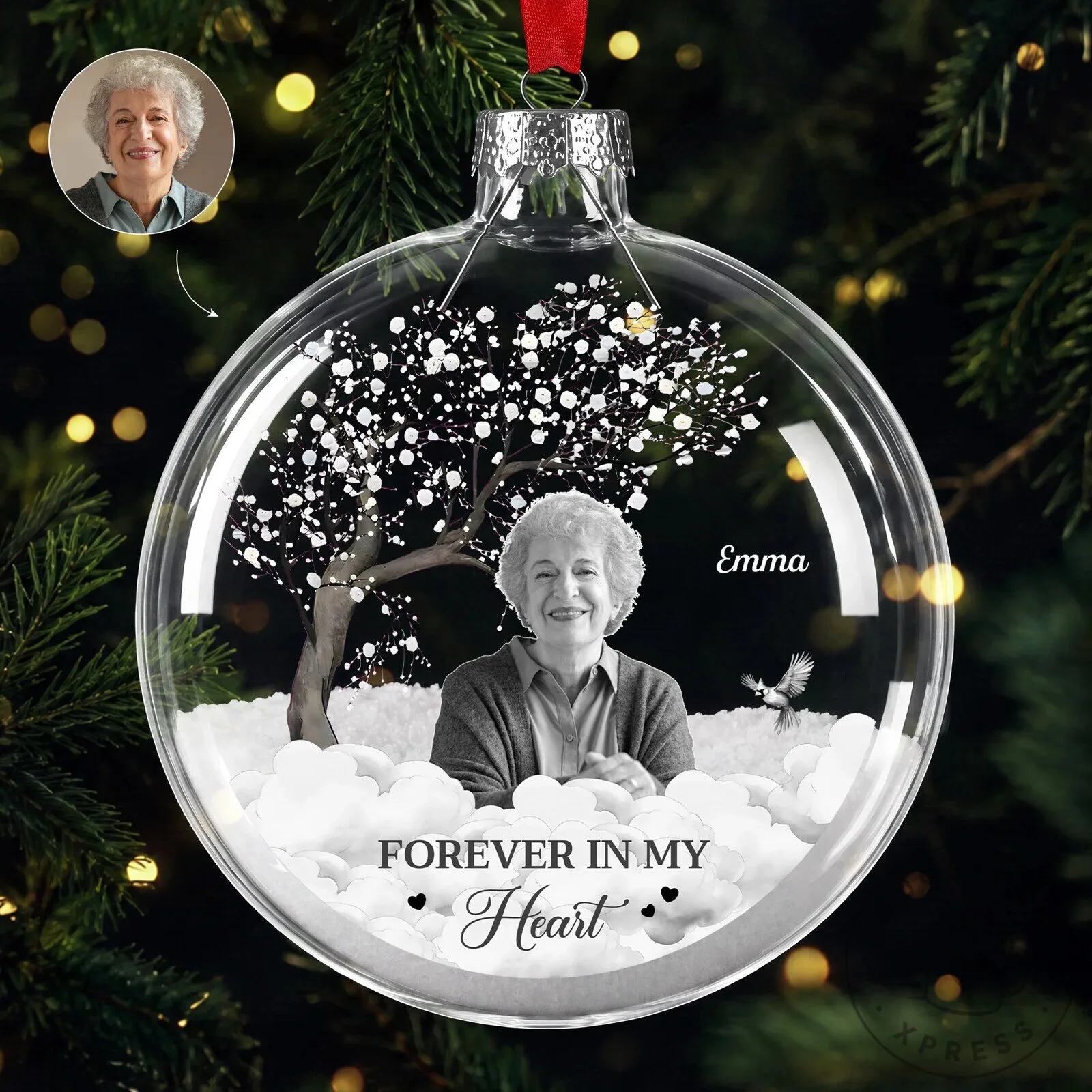 Personalized Memorial Photo Glass Christmas Ornament - Always With You Remembrance Gift 10 Personalized Memorial Photo Glass Christmas Ornament - Always With You Remembrance Gift