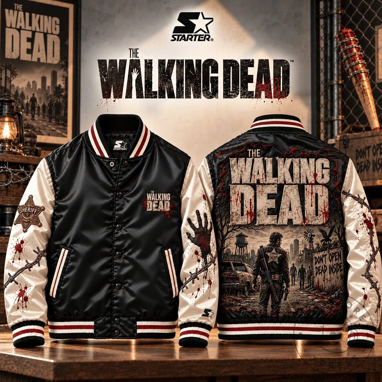 The Walking Dead Zombie Apocalypse Horror Series Varsity Bomber Jacket 5 The Walking Dead Zombie Apocalypse Horror Series Varsity Bomber Jacket