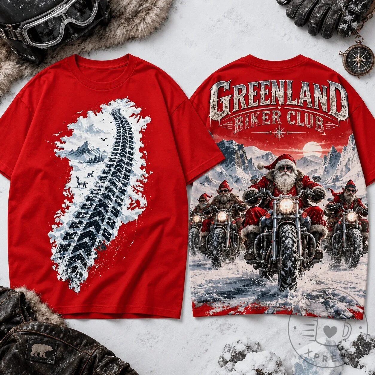 Greenland Biker Club Santa Claus Christmas Motorcycle T-Shirt