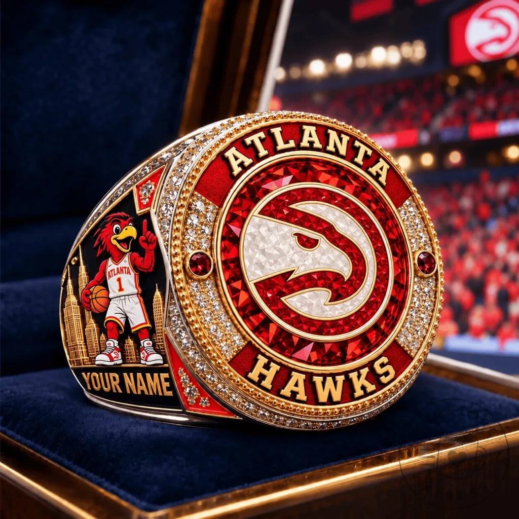 Atlanta Hawks Personalized Championship Style Ring with Custom Name Engraving Atlanta Hawks Personalized Championship Style Ring with Custom Name Engraving