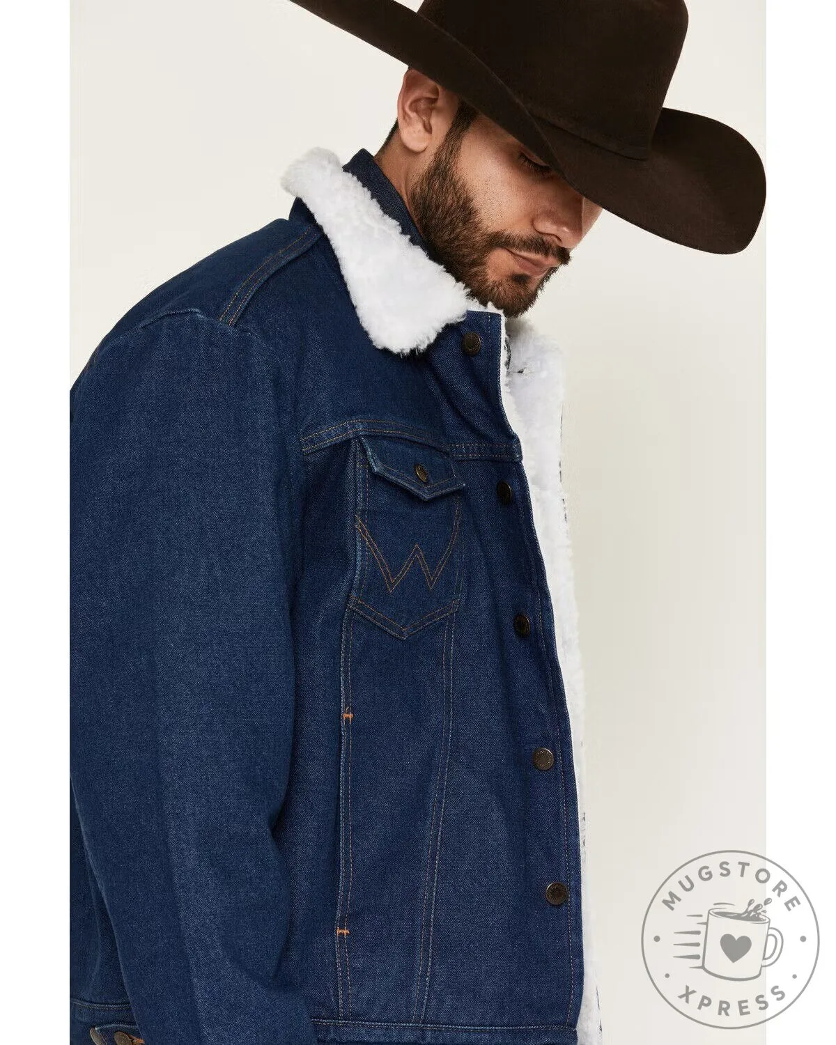 Men's Sherpa Lined Denim Jacket Warm Winter Outerwear with Fleece Collar 26 Men