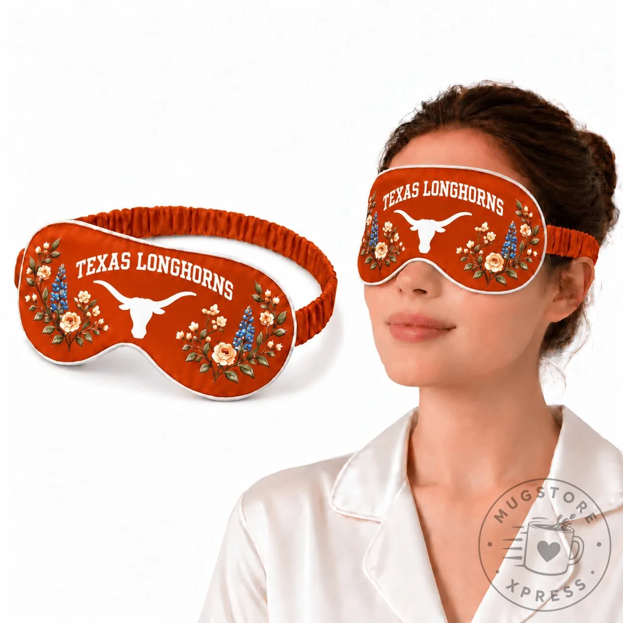 Texas Longhorns Floral Sleep Mask 3 Texas Longhorns Floral Sleep Mask