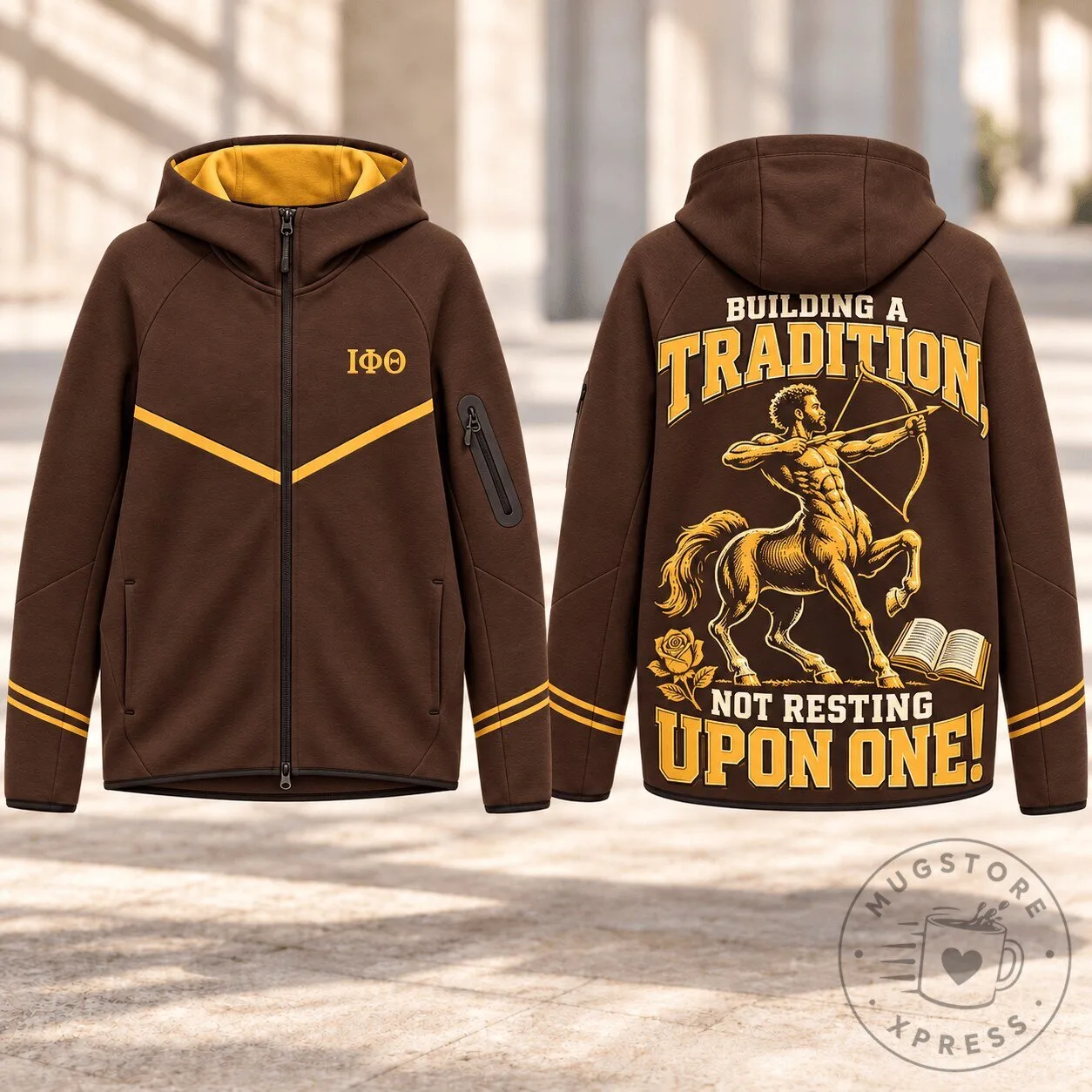 Iota Phi Theta Fraternity Centaur Tradition Brown Full-Zip Hoodie 3 Iota Phi Theta Fraternity Centaur Tradition Brown Full-Zip Hoodie
