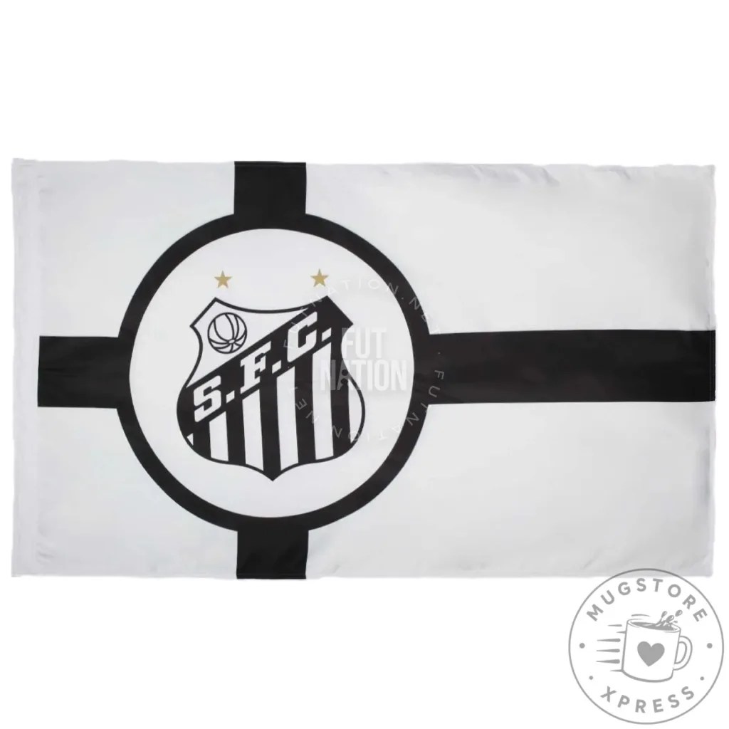 Santos Futebol Clube Black and White Soccer Team Flag Santos Futebol Clube Black and White Soccer Team Flag