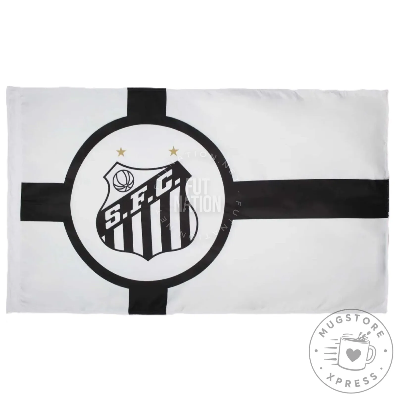 Santos Futebol Clube Black and White Soccer Team Flag