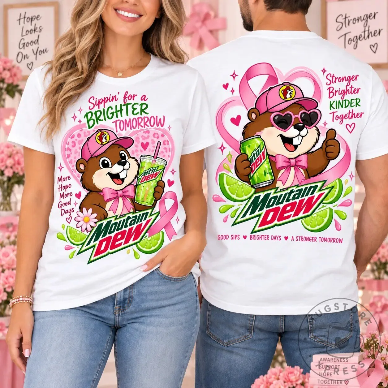 Buc-ee’s Mountain Dew Breast Cancer Awareness Pink Ribbon T-Shirt 5 Buc-ee’s Mountain Dew Breast Cancer Awareness Pink Ribbon T-Shirt