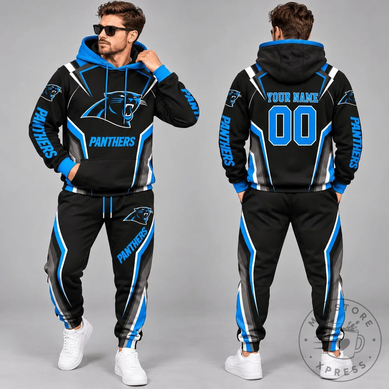 Carolina Panthers NFL Football Team Gradient Stripe Hoodie