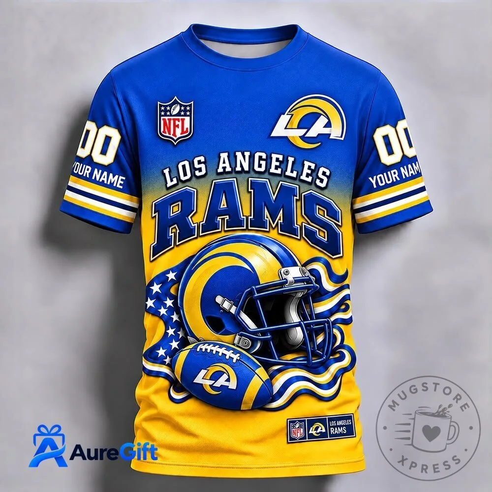 Los Angeles Rams Football Team Personalized Blue and Yellow T-Shirt 5 Los Angeles Rams Football Team Personalized Blue and Yellow T-Shirt