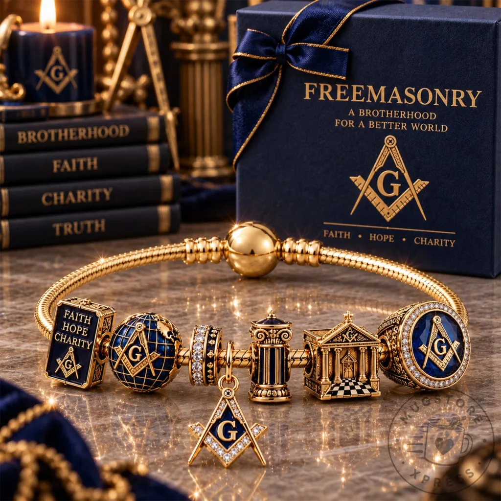 Freemasonry Faith Hope Charity Masonic Gold Charm Bracelet Freemasonry Faith Hope Charity Masonic Gold Charm Bracelet