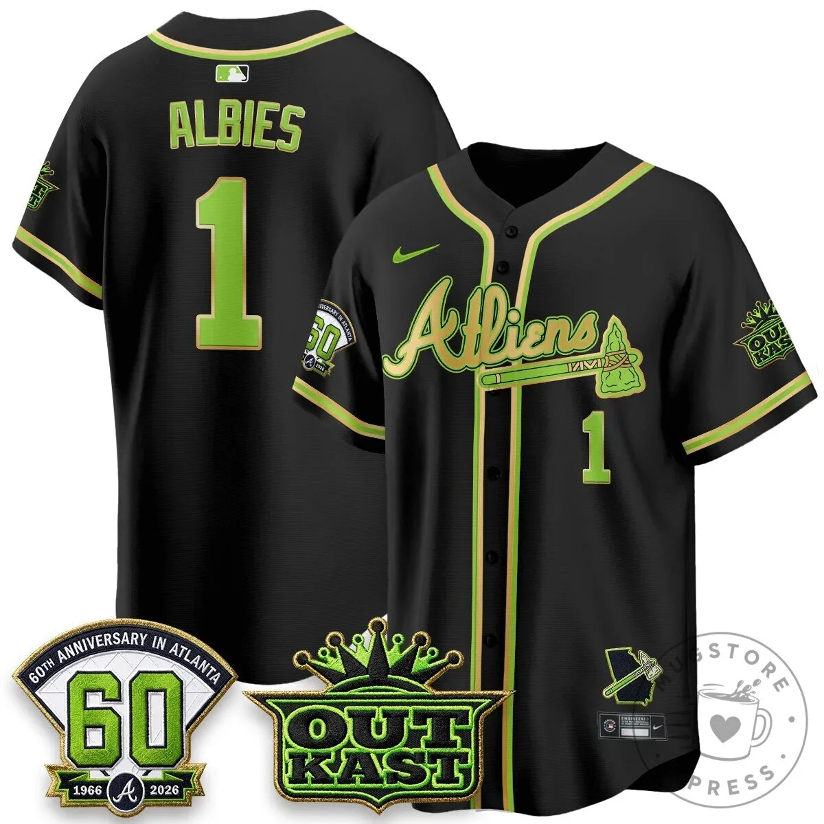 Atlanta Braves Ronald Acuna Jr. Outkast Atliens Baseball Jersey 57 Atlanta Braves Ronald Acuna Jr. Outkast Atliens Baseball Jersey