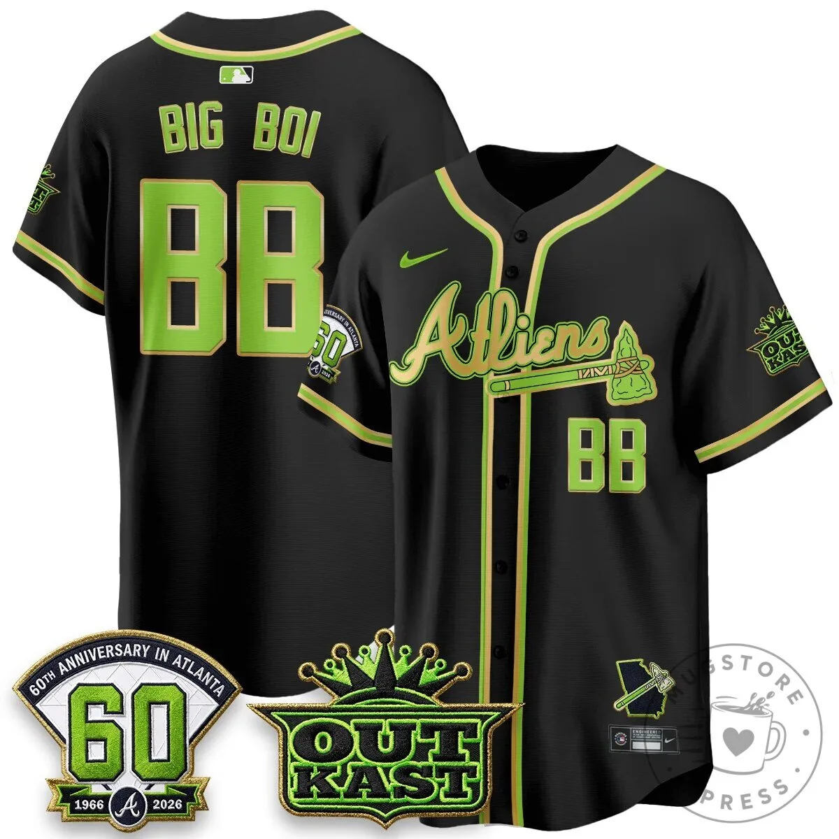 Atlanta Braves Ronald Acuna Jr. Outkast Atliens Baseball Jersey 64 Atlanta Braves Ronald Acuna Jr. Outkast Atliens Baseball Jersey