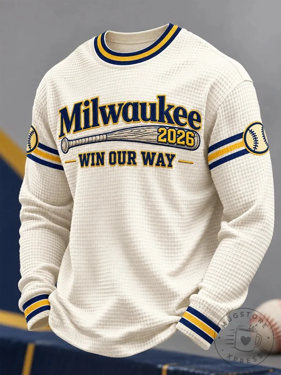 Milwaukee Brewers Baseball 2026 Win Our Way Waffle Knit Long Sleeve Shirt