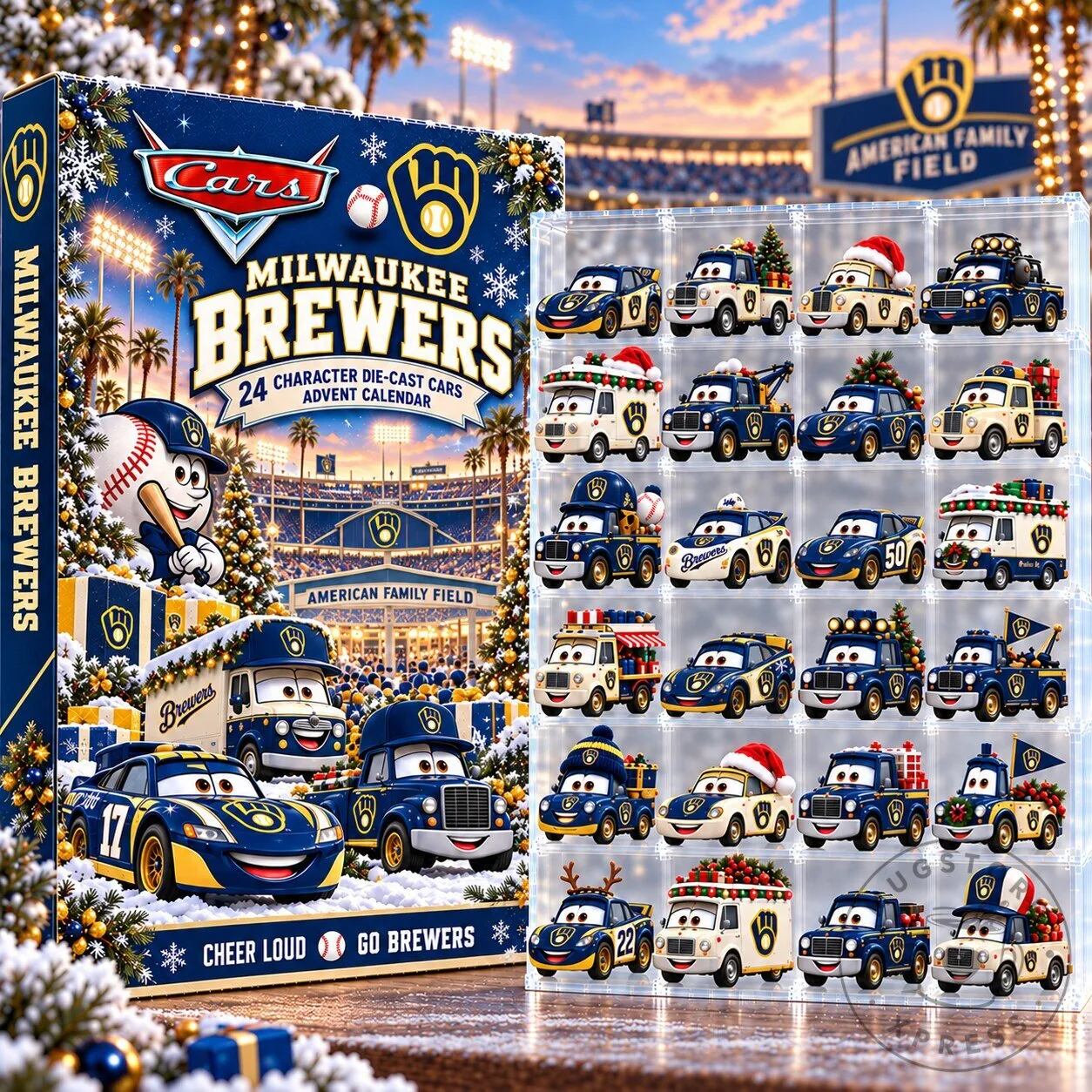 Milwaukee Brewers Disney Cars 24 Character Die-Cast Cars Advent Calendar 2D
