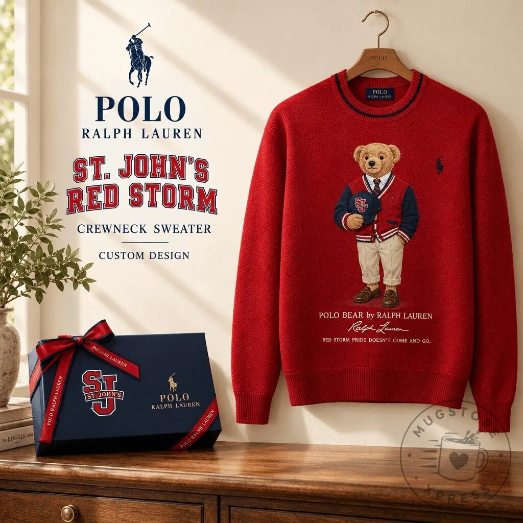 St. John's Red Storm Polo Bear Ralph Lauren Crewneck Sweater