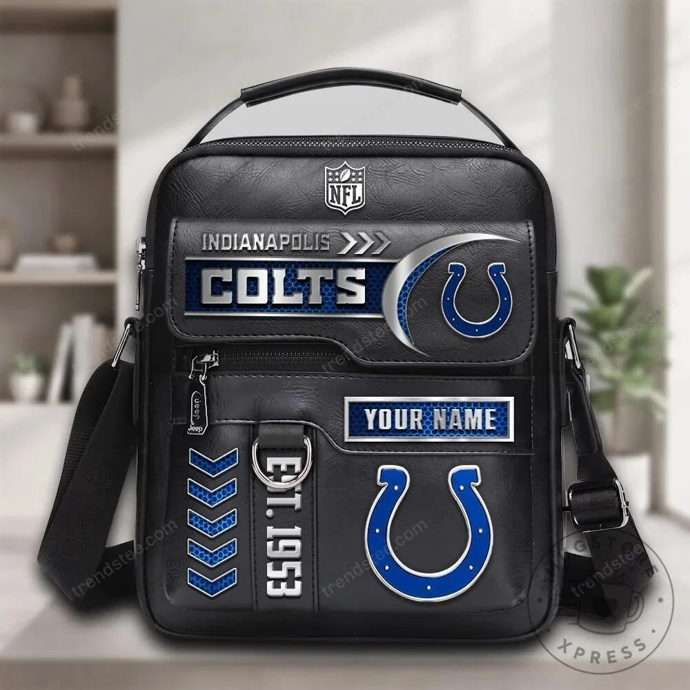Indianapolis Colts NFL Football Team Logo Personalized Leather Crossbody Bag
